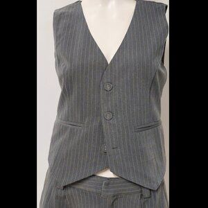 DISSH Grey/White Pinstripe Tailored Vest Size: 4